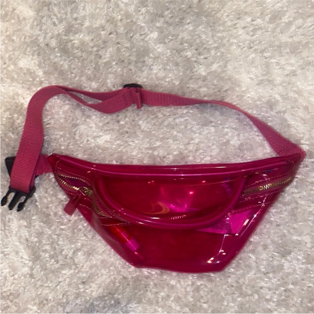 **WORN** forever 21 clear pink vinyl fanny pack Vibrant Pink Fanny Pack